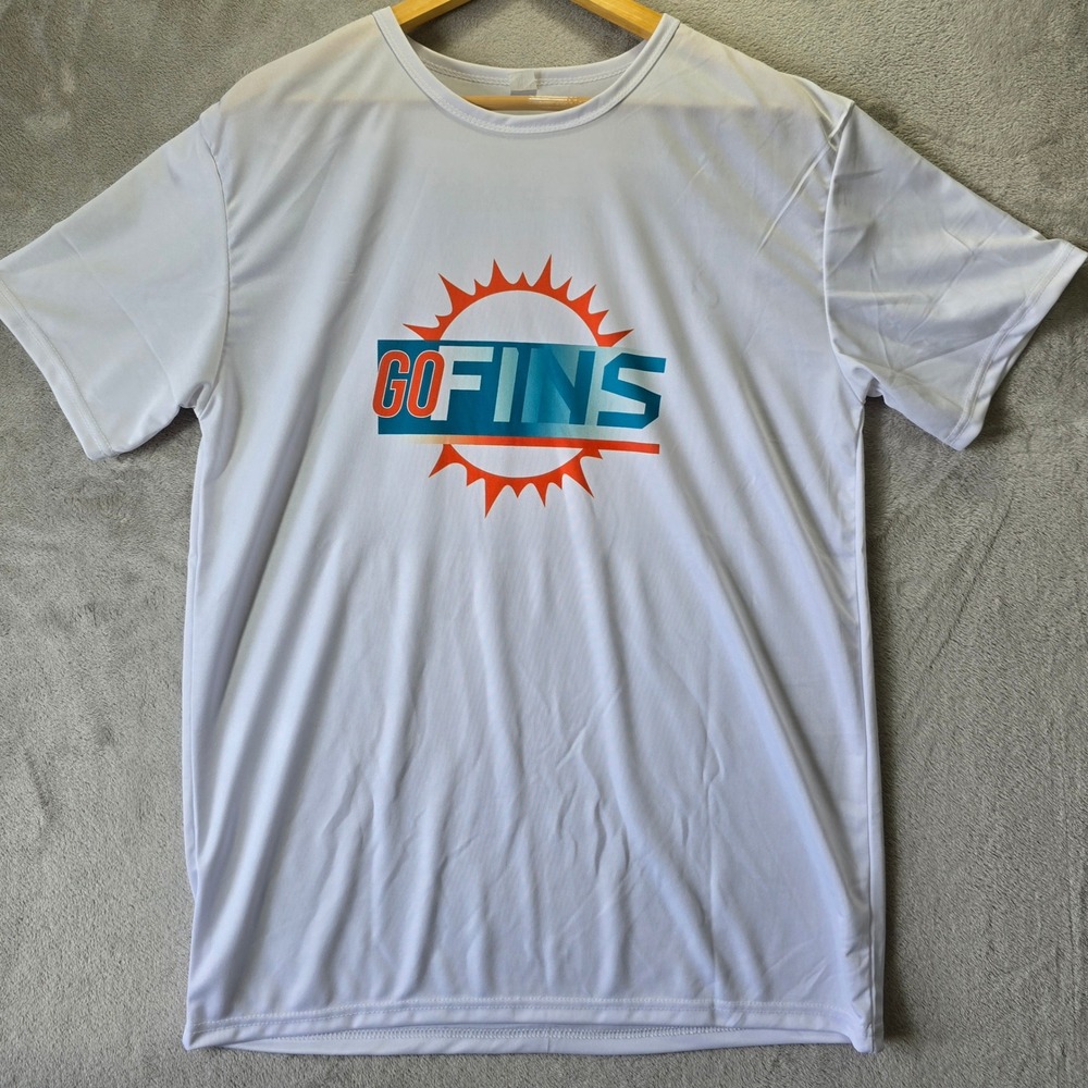 Miami Dolphins Men White Go Fins Graphic Performance T-Shirt Size XL NWOT